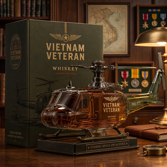 🇺🇸🚁🎖️Vietnam Veteran  Helicopter 1965-1975 Whiskey Bottle