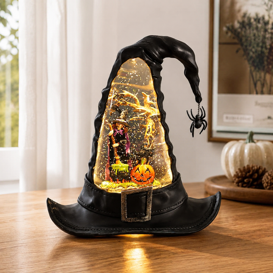 🔥🌲Witches Hat Lighted Water Lantern With Swirling Glitter🎁