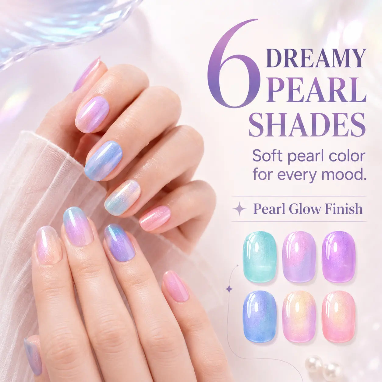 6-Color Pearl Gel Nail Polish Pen Set for Easy DIY Nails