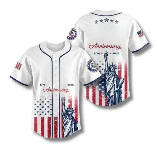 USA 250th Anniversary Baseball Jersey — Patriotic Statue Of Liberty Print Shirt