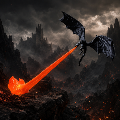 Fire-Breathing Dragon LED Sculpture | Fantasy Bookshelf & Desk Decor