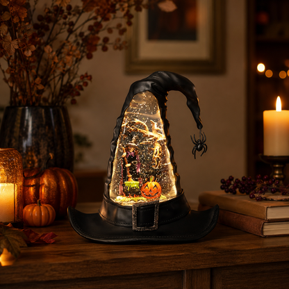 🔥🌲Witches Hat Lighted Water Lantern With Swirling Glitter🎁