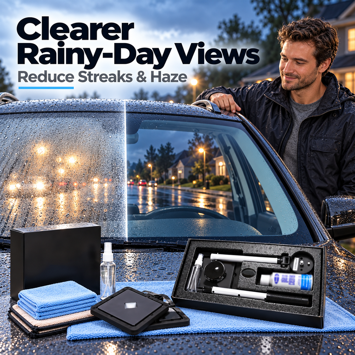 Dual Magnetic Car Windshield Cleaner | Streak-Free Auto Glass Cleaning Kit