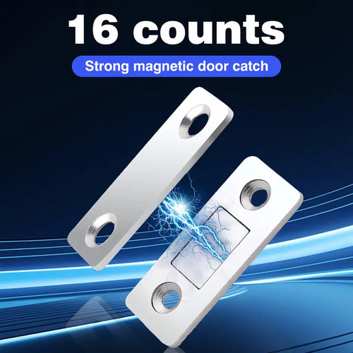 16 Pair Counts Cupboard Magnetic Catch without Punching, 3-Step Stick-On Install - No Tools Needed