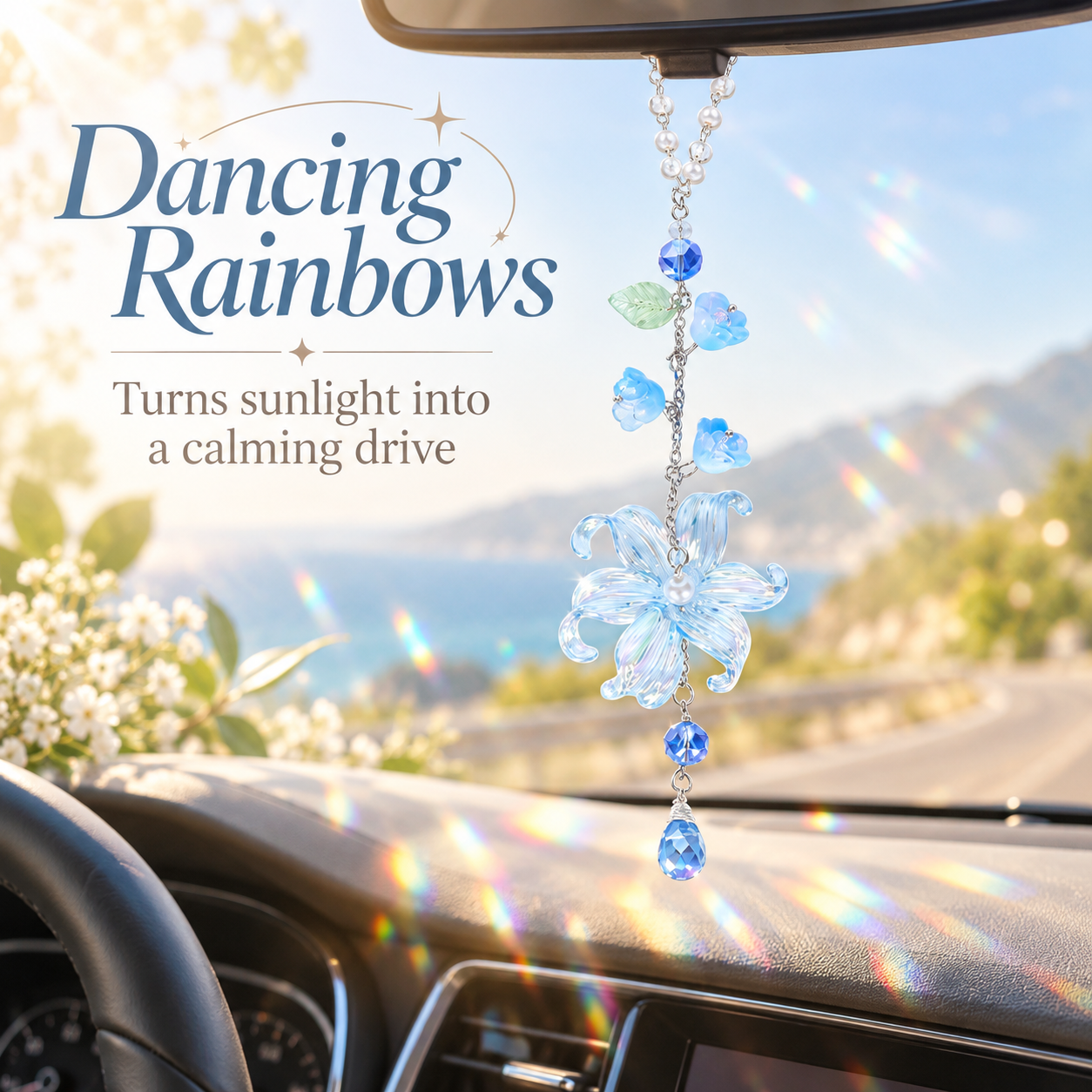 Aesthetic Acrylic Lily Car Rearview Mirror Pendant 🌸