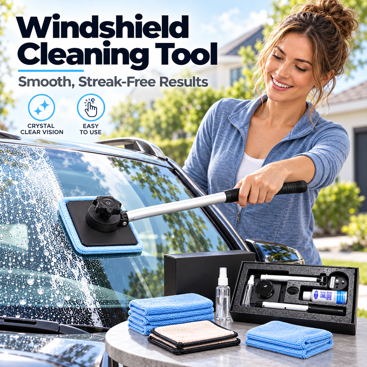 Dual Magnetic Car Windshield Cleaner | Streak-Free Auto Glass Cleaning Kit