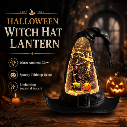 🔥🌲Witches Hat Lighted Water Lantern With Swirling Glitter🎁