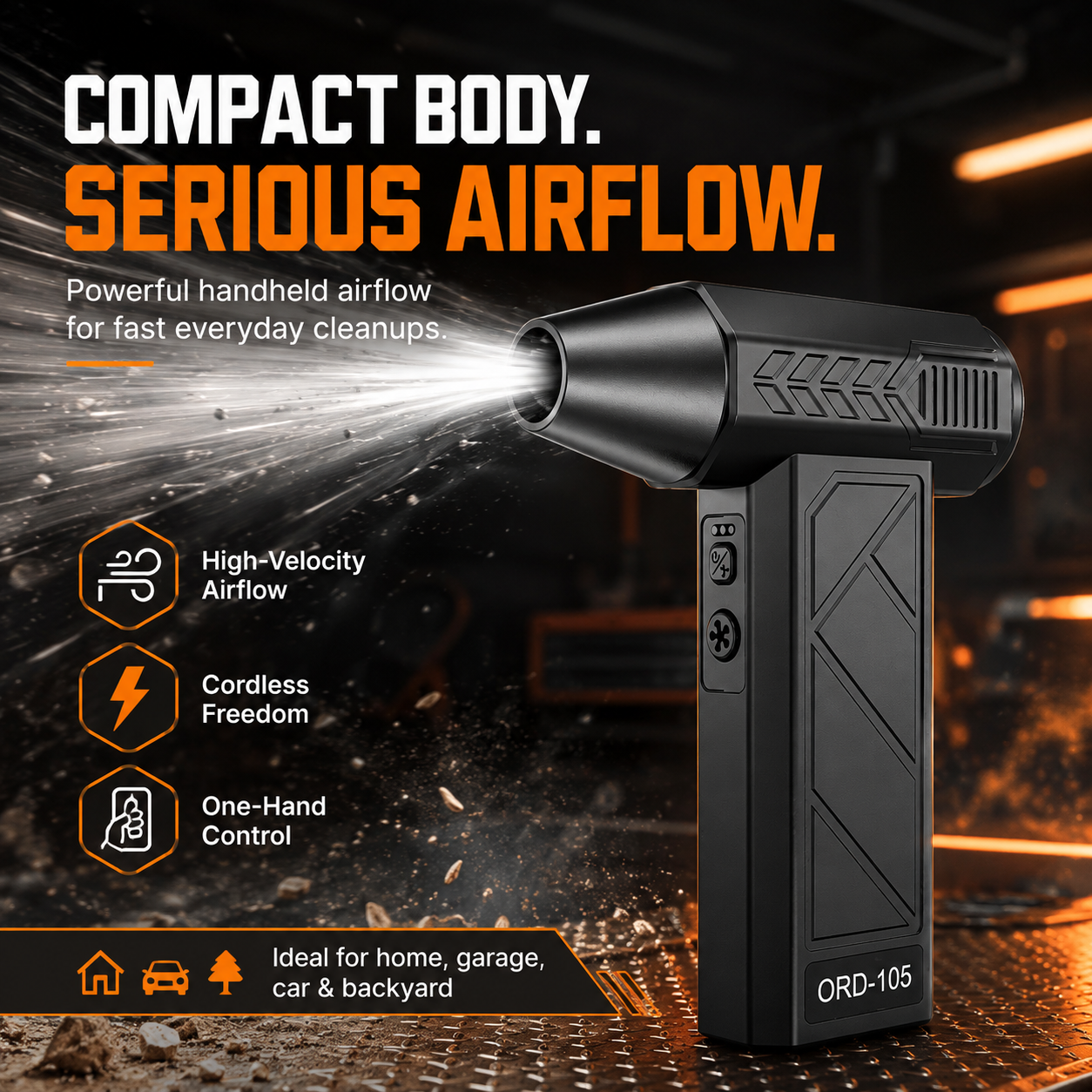 💨 Cordless Turbo Air Duster for Cars, Garages & Workspaces