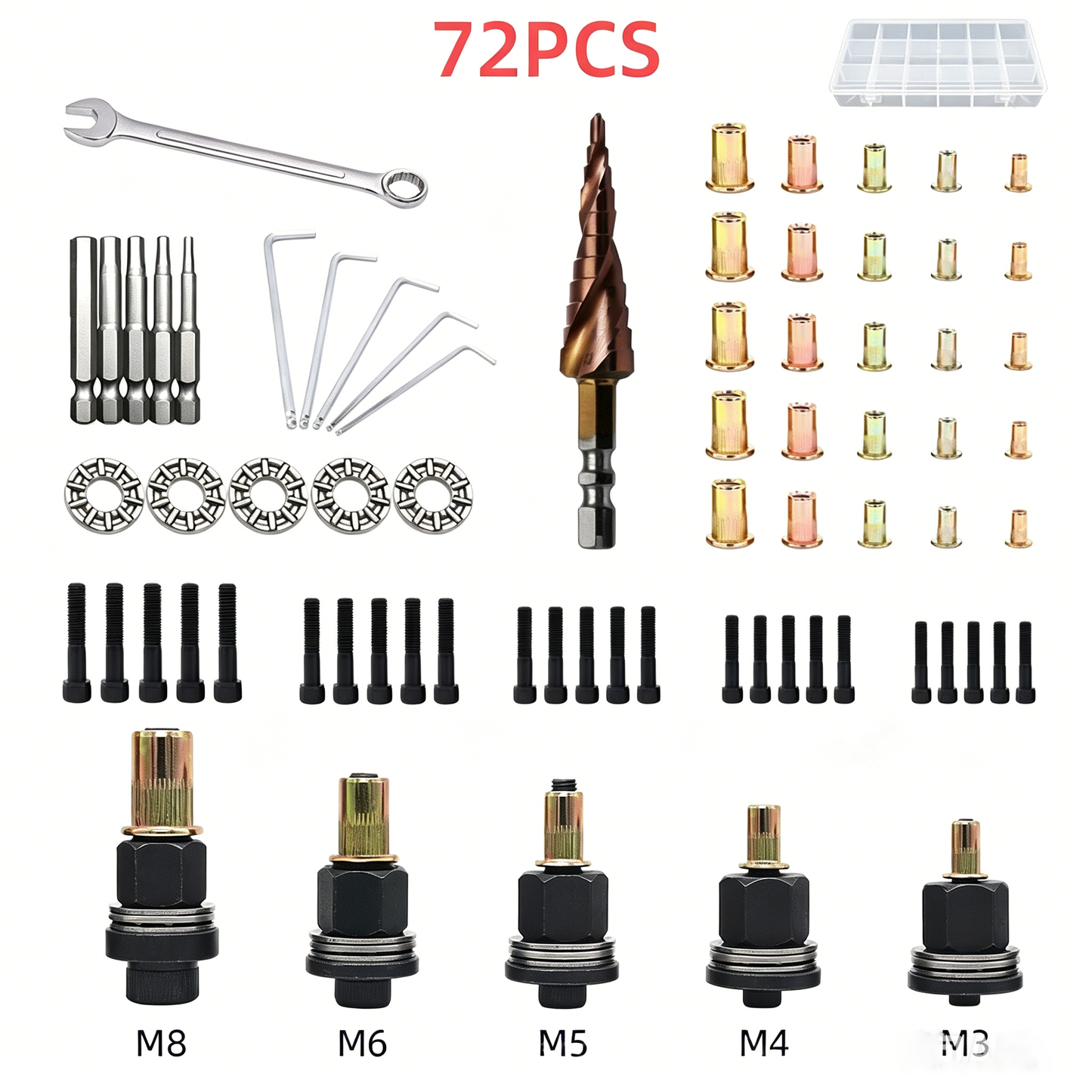 🔧 Complete 72-in-1 Rivet Nut Kit | 5 Sizes for All Daily Fastening Projects