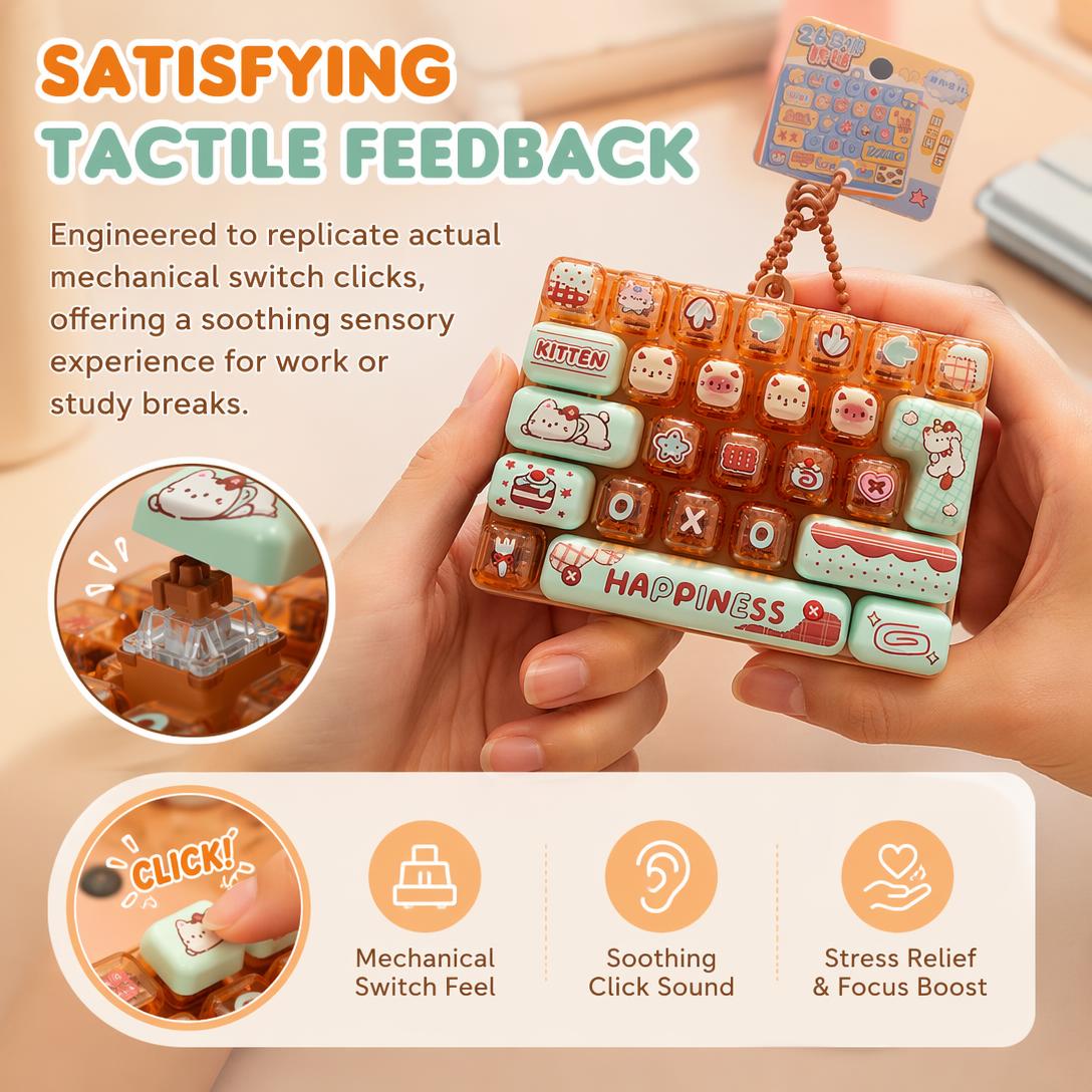 🐱26-Key Mini Mechanical Keyboard Fidget Toy Keychain