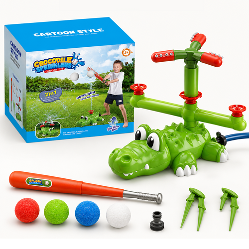 💦 4-in-1 Kids Crocodile Baseball Water Sprinkler T Ball Set & Water Ball Toy 💦