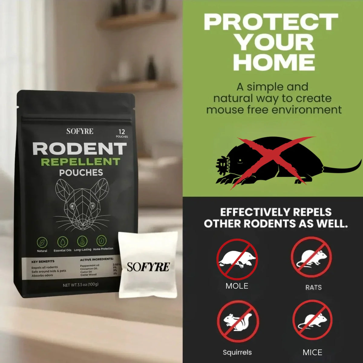 Mole repellent sachet, rodent repellent medicine bag