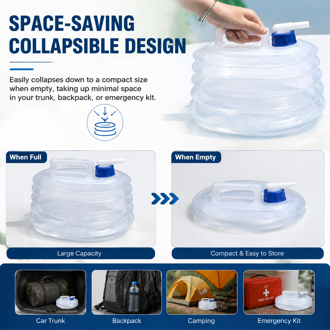 ⛺Foldable outdoor vehicle water container