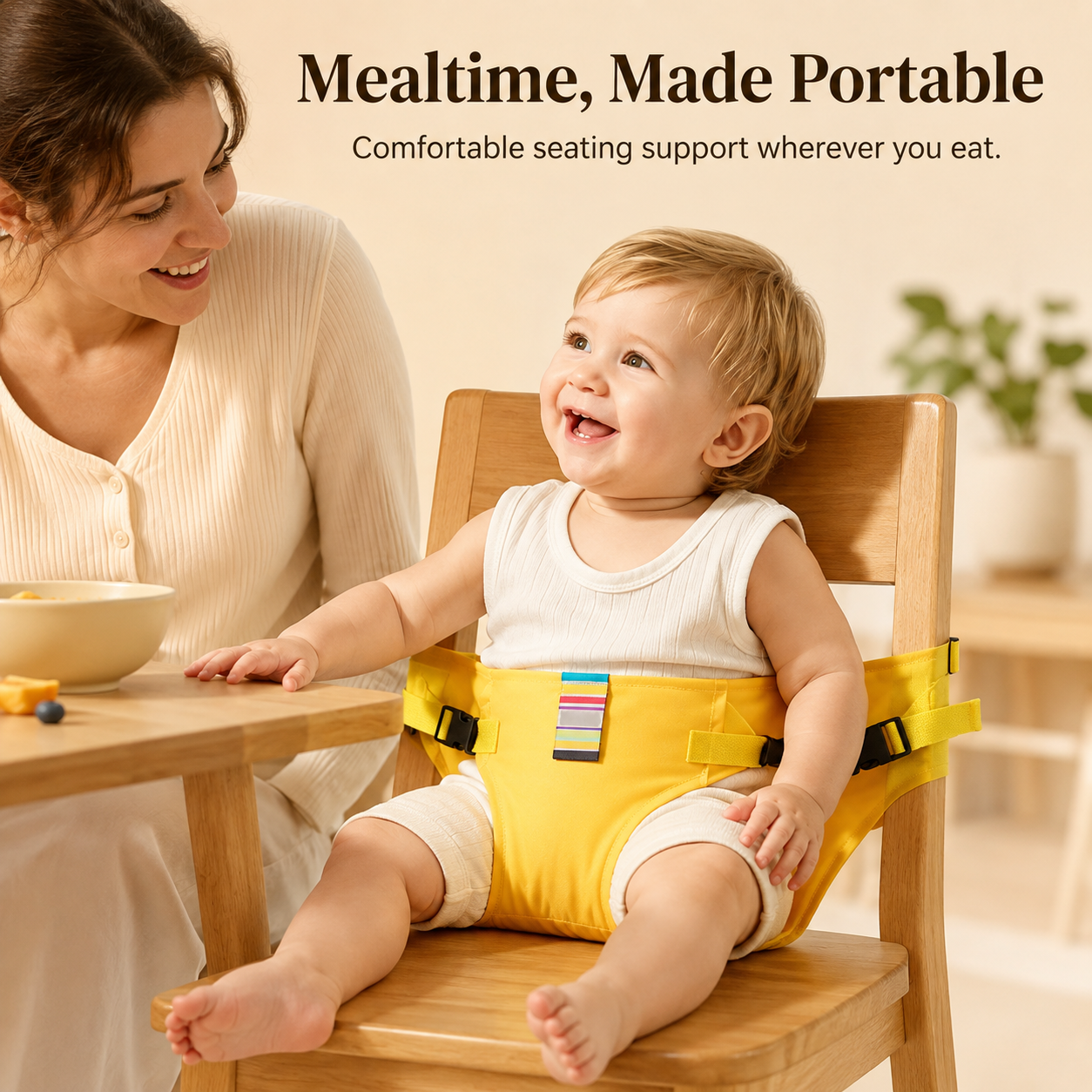 Portable Baby Chair Harness Safety Belt — Foldable Toddler Dining Seat for Travel & Restaurants