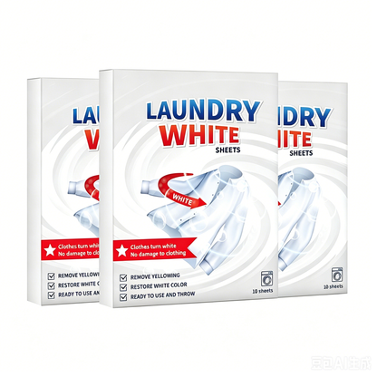 🤍 Laundry Whitening Sheets for White Clothes – Deep Stain & Yellowing Remover, Easy Toss-and-Wash Laundry Booster ✨