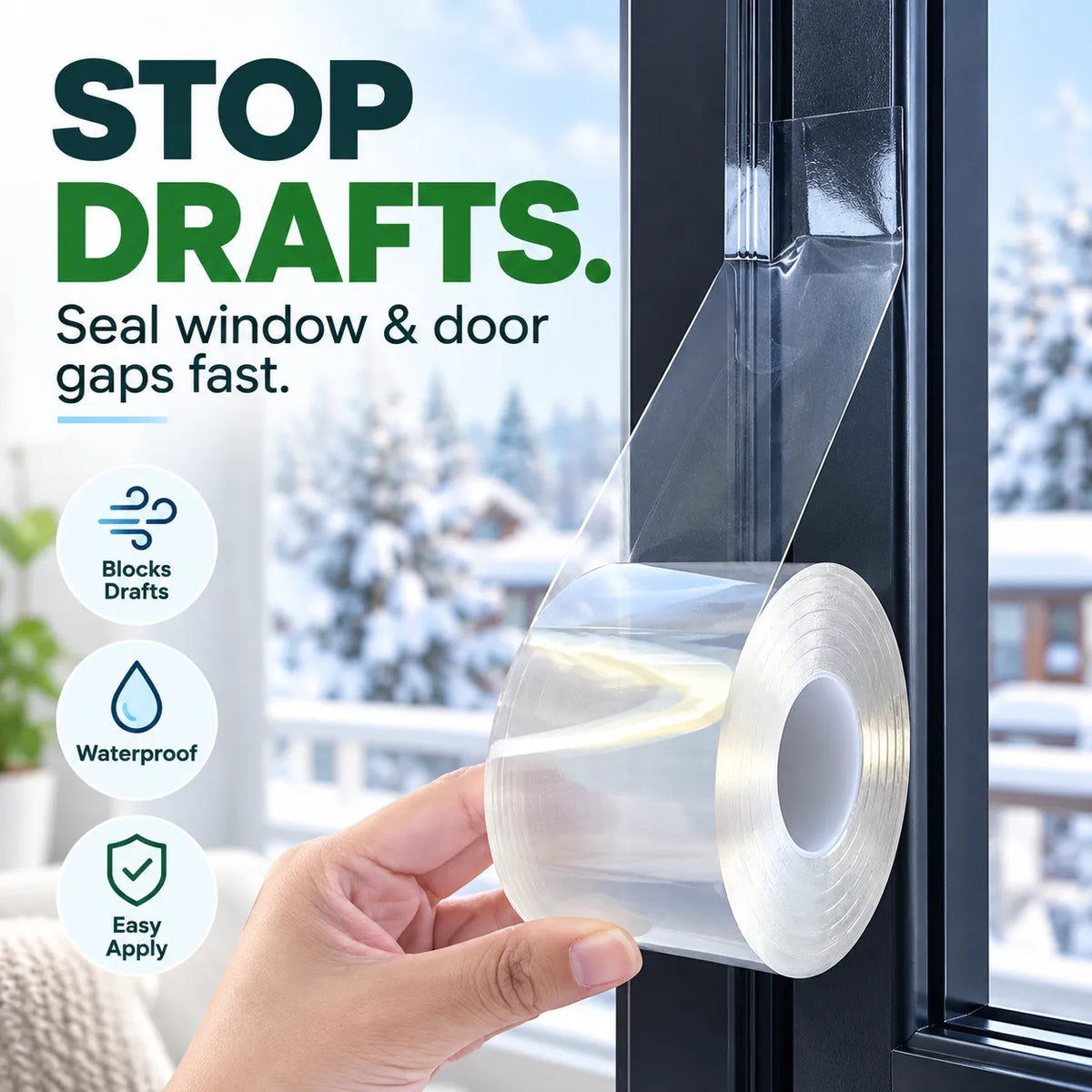 Clear Weather Sealing Tape – Waterproof Window & Door Gap Seal