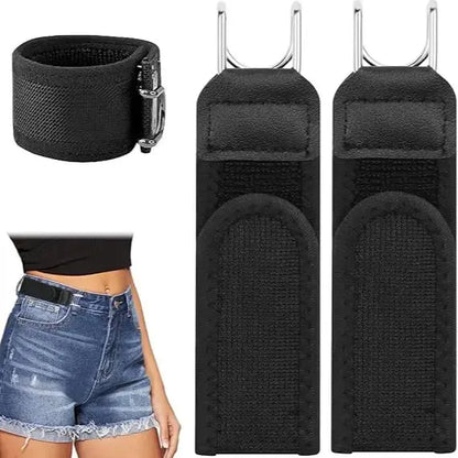2PCS Adjustable Buckle-Free Elastic Belt, Invisible Metal Hook Waist Belt for Men & Women
