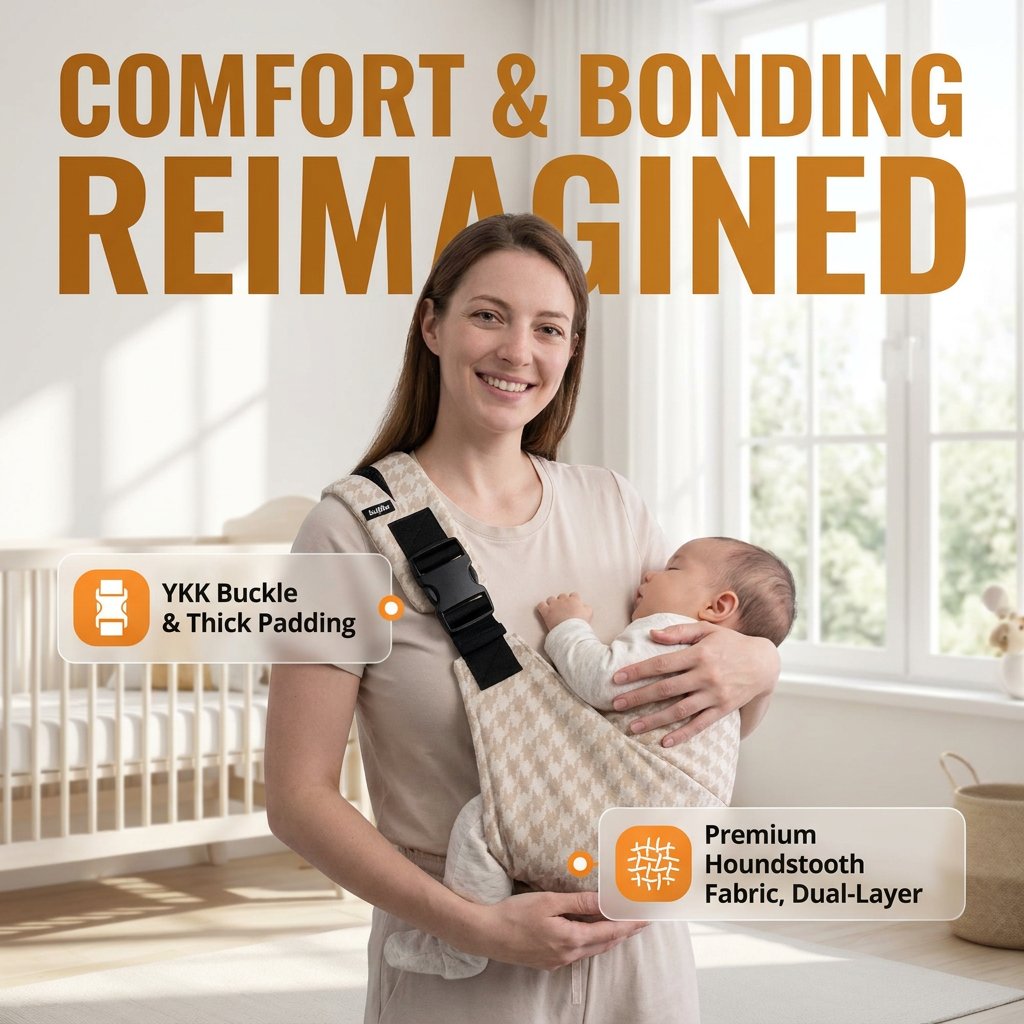 Stylish Houndstooth Side-Carry Baby Carrier