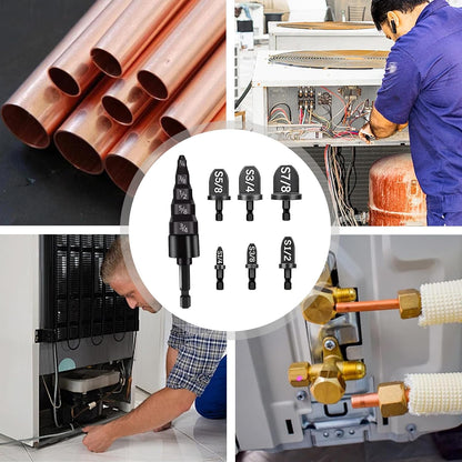 🔧 7PCS Copper Tube Swaging Drill Bit Set | HVAC Air Conditioning Pipe Expander Kit