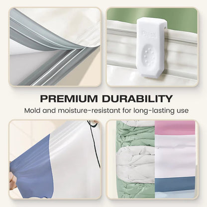 💐 BUY 2 GET 1 FREE!🧳No‐Pump Vacuum Storage Compression Bags – Press & Seal, No Pump Needed. Saves 80% Space, Keeps Clothes Dry & Dust‐Free✨
