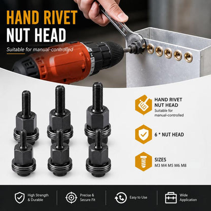 🔥Limited Time 50% Off✨Head Rivet Nut Tool, M3 M4 M5 M6 M8 M10 Rivnut Kit