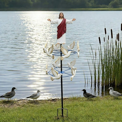 The Divine Jesus & Holy Dove Garden Wind Spinner