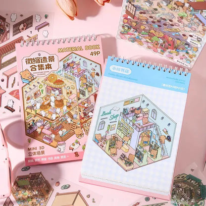 🏙️Create Your Unique Miniature World with Our 3D Scene Sticker Book ✨