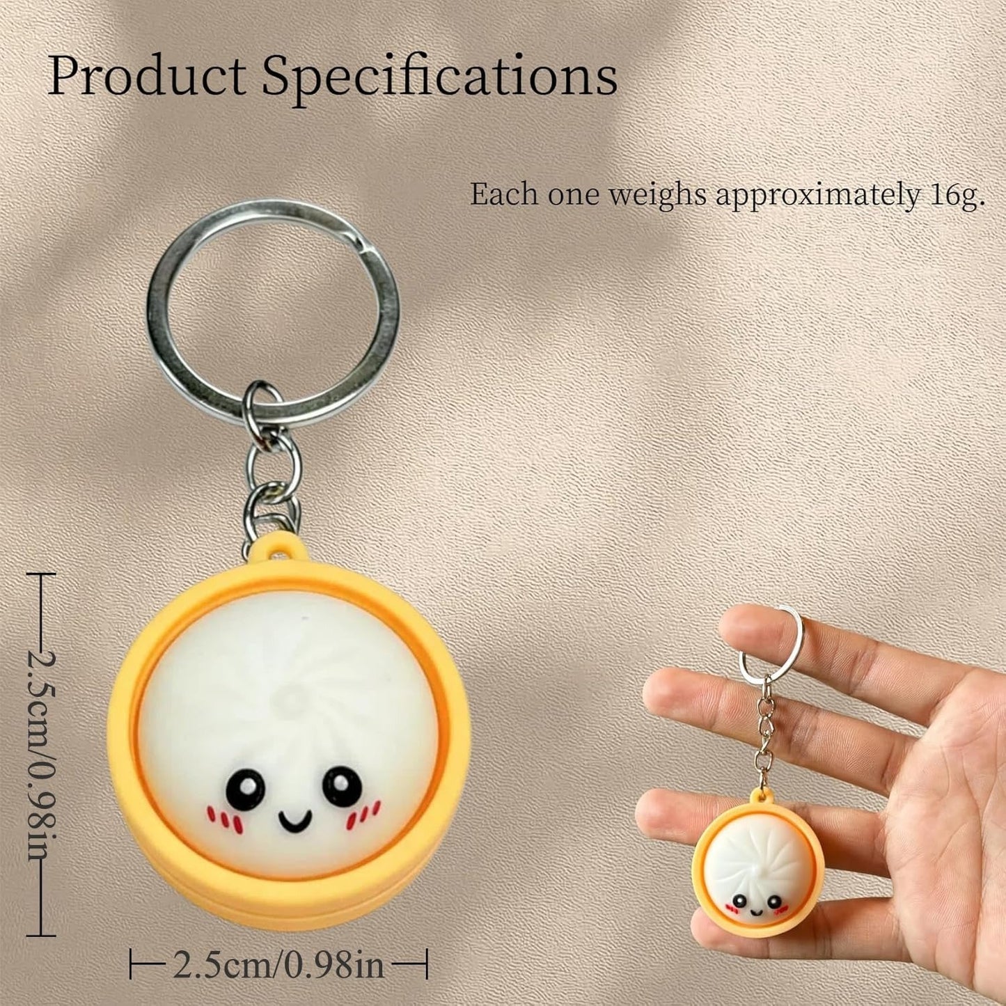 2026 Hot Sale🎀 Cute Dumpling Pressable Fidget Keychain – Adorable Stress Relief Charm