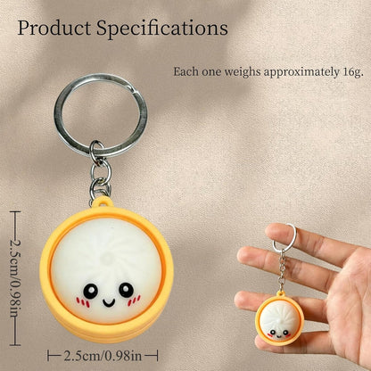 2026 Hot Sale🎀 Cute Dumpling Pressable Fidget Keychain – Adorable Stress Relief Charm