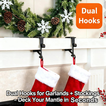 Adjustable Stocking & Garland Fireplace Mantel Hanger