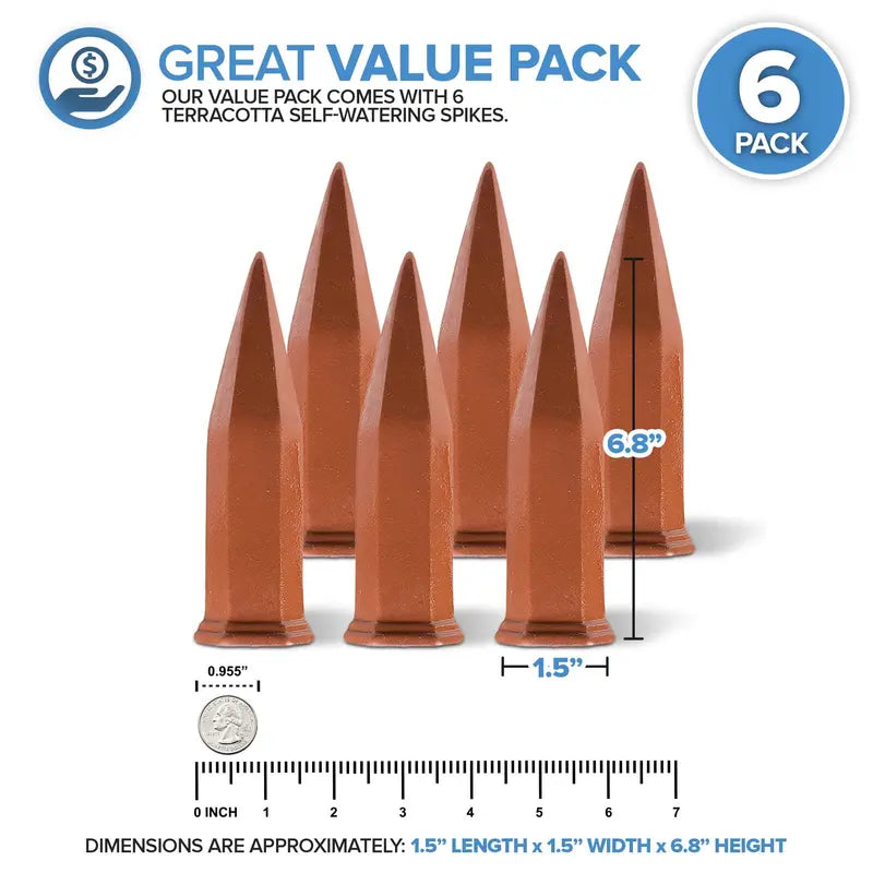 🌿💧 Modern Innovations Ceramic Terracotta Self Watering Spikes, 3PC/6PC