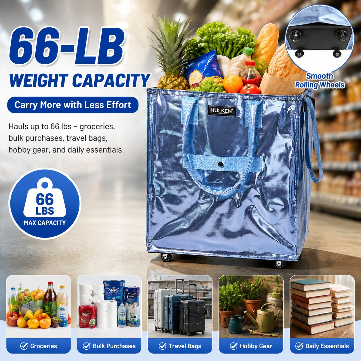 🏆1 Bestselling🏆Large Rolling Tote Bag with Tonal Straps