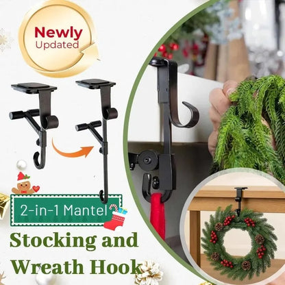 Adjustable Stocking & Garland Fireplace Mantel Hanger