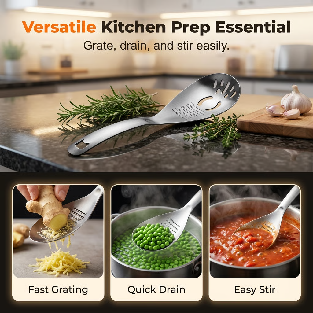 5-in-1 Stainless Steel Cooking Spoon | Your All-in-One Kitchen Helper 🍳