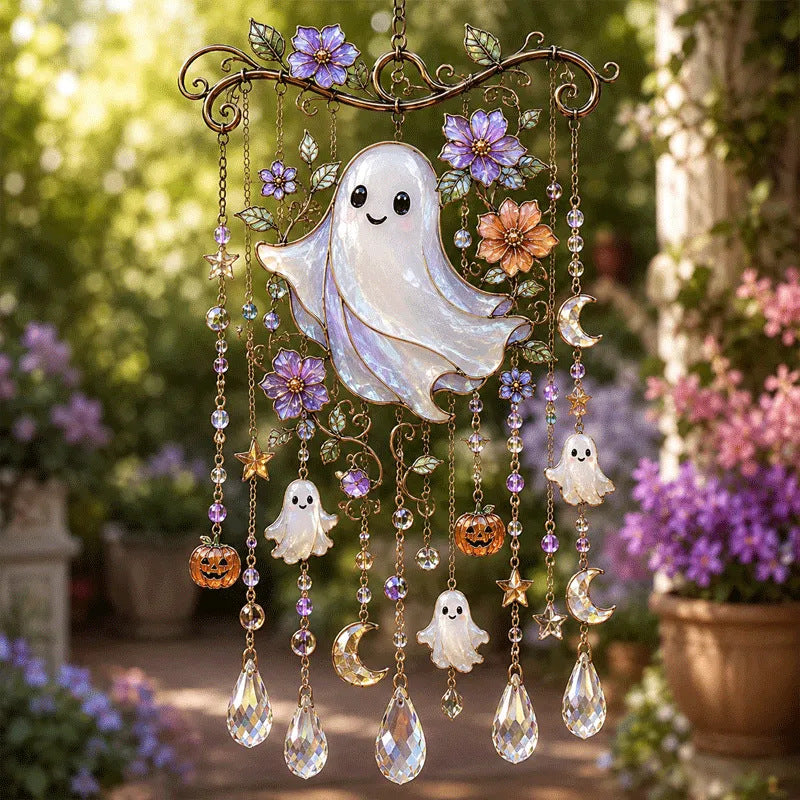 Halloween Glass Suncatcher Wind Chime