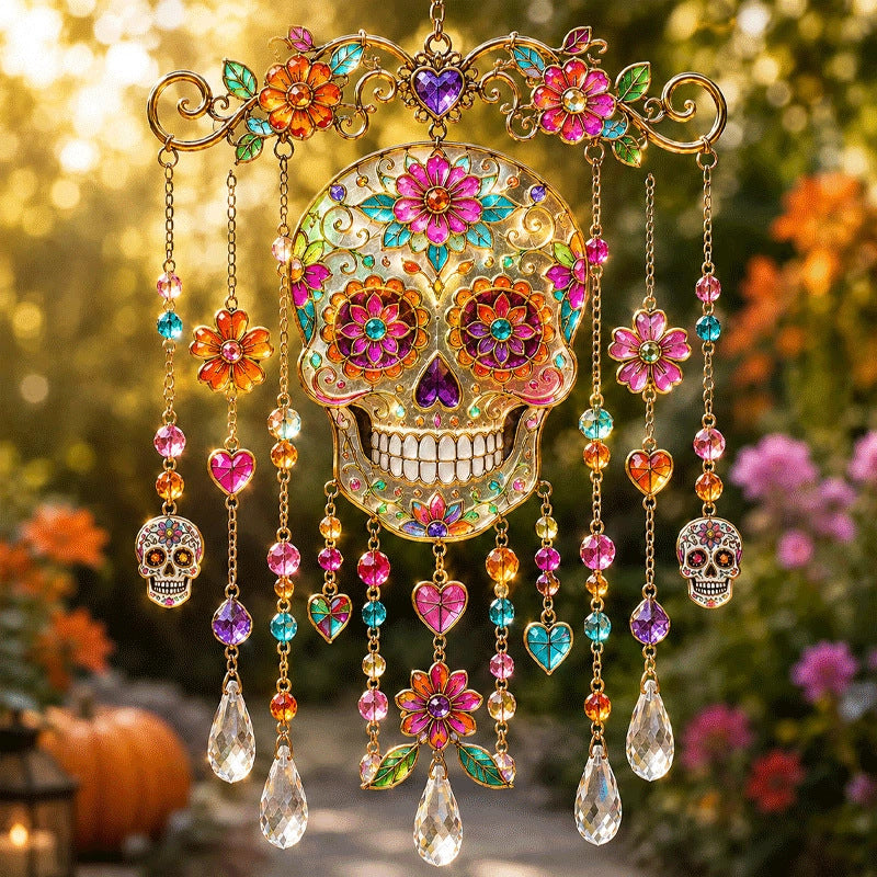 Halloween Glass Suncatcher Wind Chime