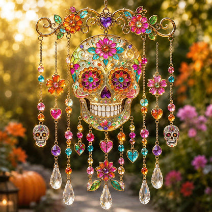 Halloween Glass Suncatcher Wind Chime