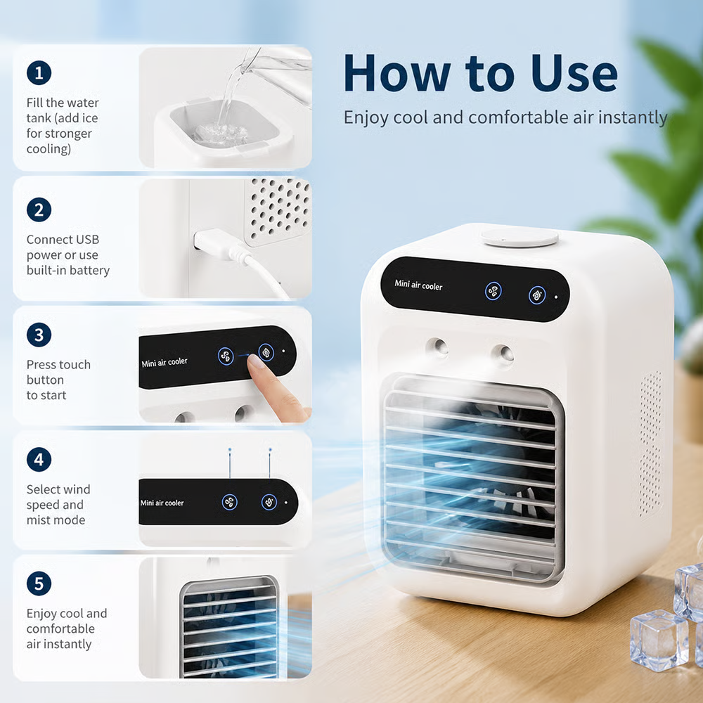 ❄️ 2-in-1 Cooling & Mist Mini Personal Air Cooler