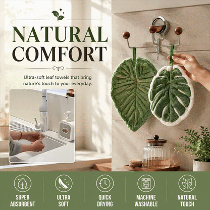 Botanical Leaf Microfiber Hand Towel