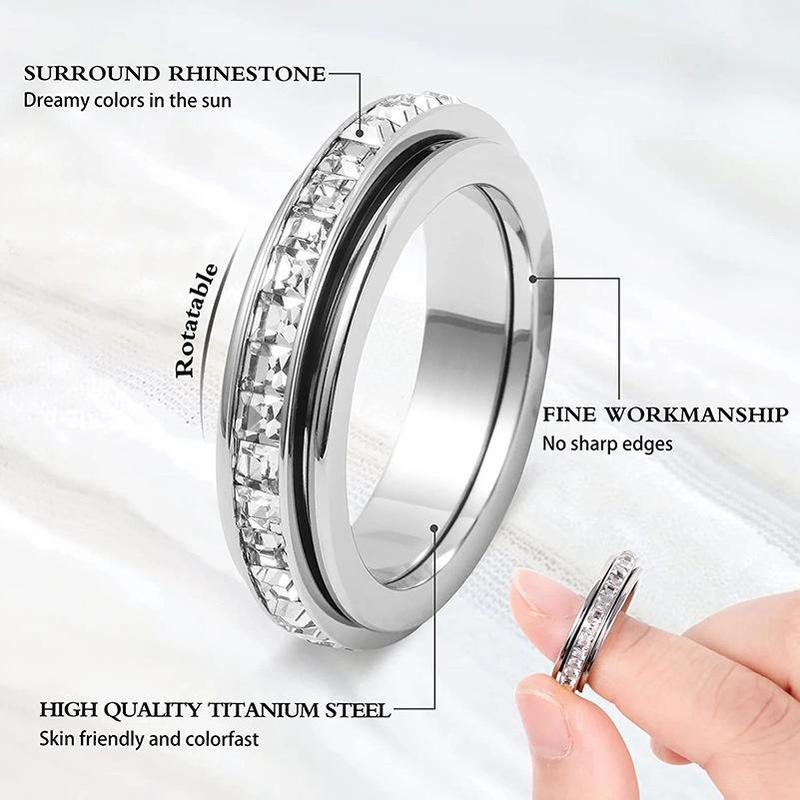 💍Anxiety Rings for Women and Men Titanium Steel Spinner Fidget Band Rings