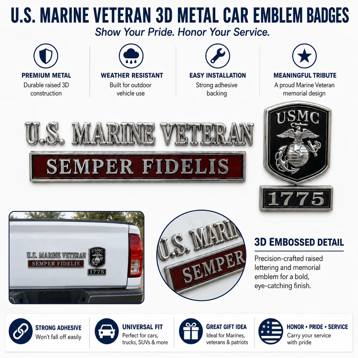 🇺🇸 Last Day Promo: 49% OFF -🎖️U.S. Military Veteran Car Emblem Metal Badge Collection