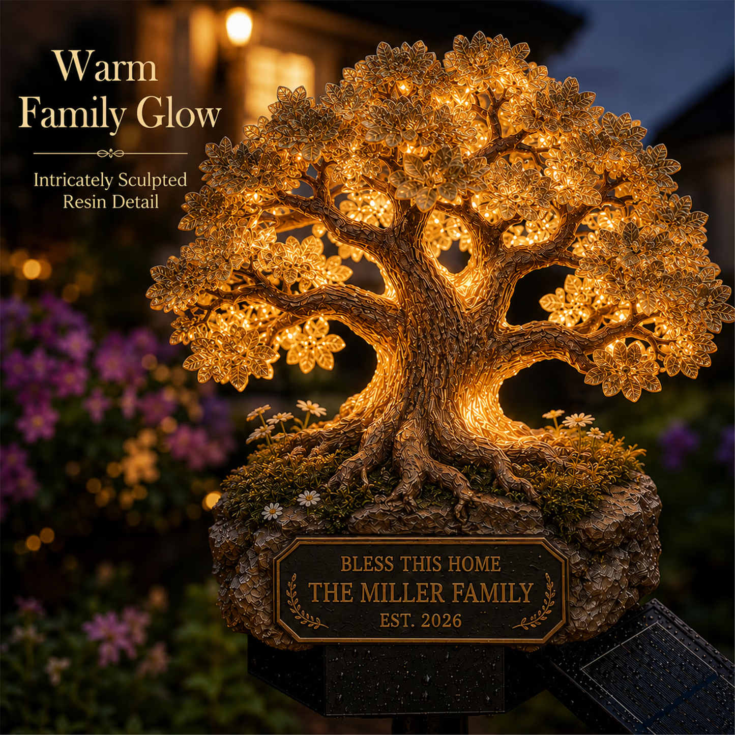 Solar Memorial Garden Light with Plaque