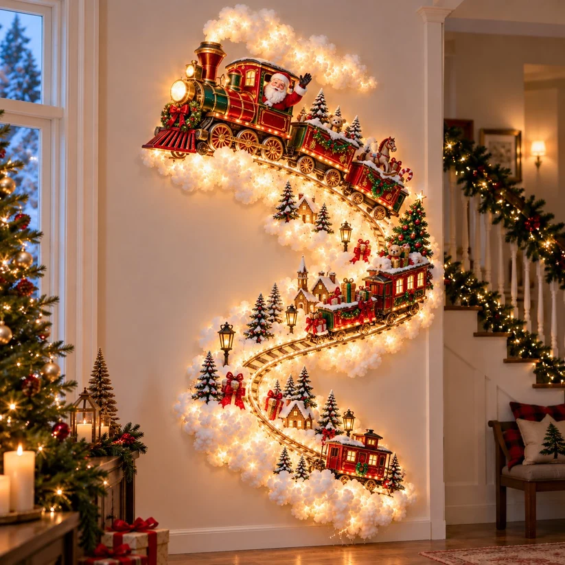 ✨ Christmas Wall Magic Lighted Decoration – Warm Glowing Holiday Wall Display