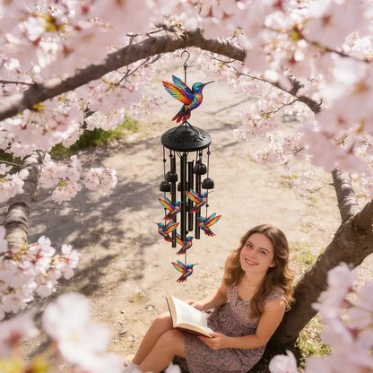 🔥🐦Vintage Colorful Hummingbird Wind Chime with Metal Tubes and Bells