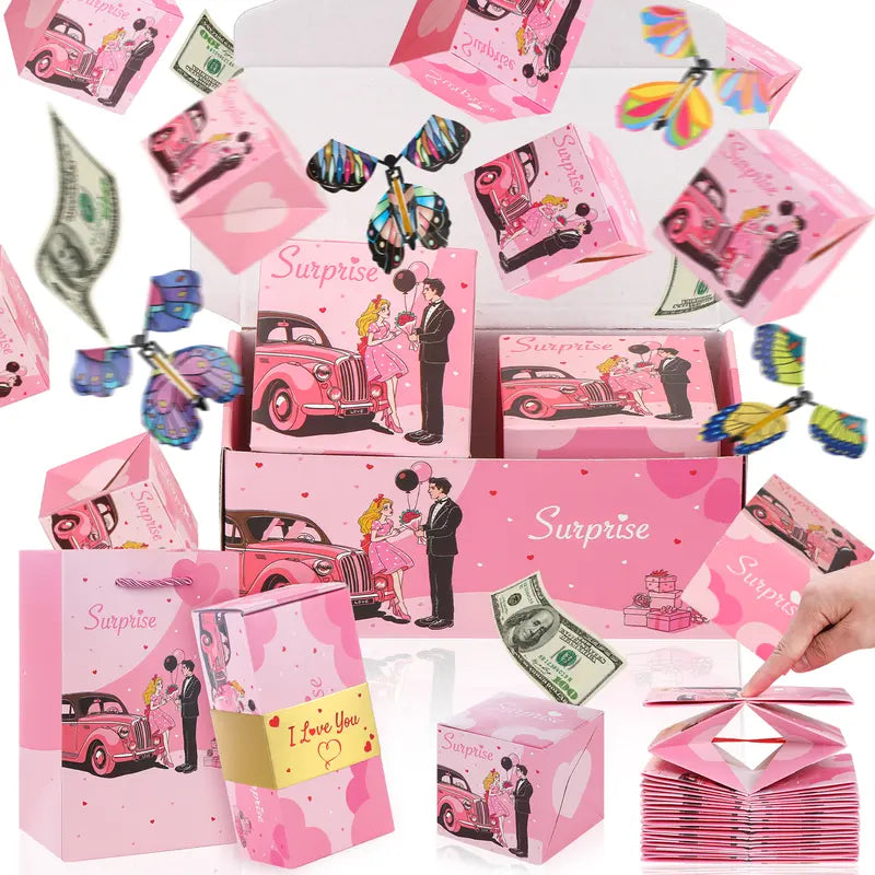 Birthday 20 Bounces Surprise Gift Box with Flying Butterfly Toys