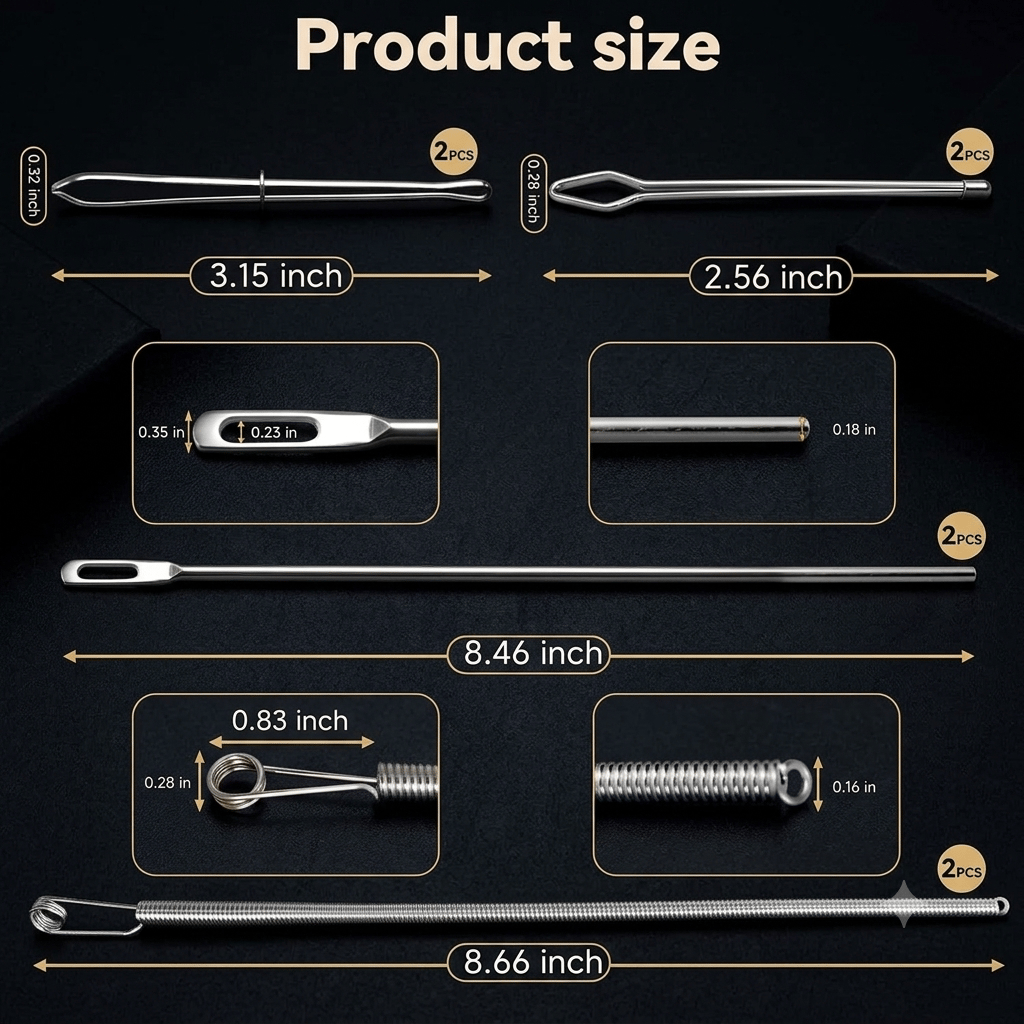 2Pcs Flexible Drawstring Threading Tool 🧵 Bendable Metal Spring Threader for Hoodies Pants Shoelaces