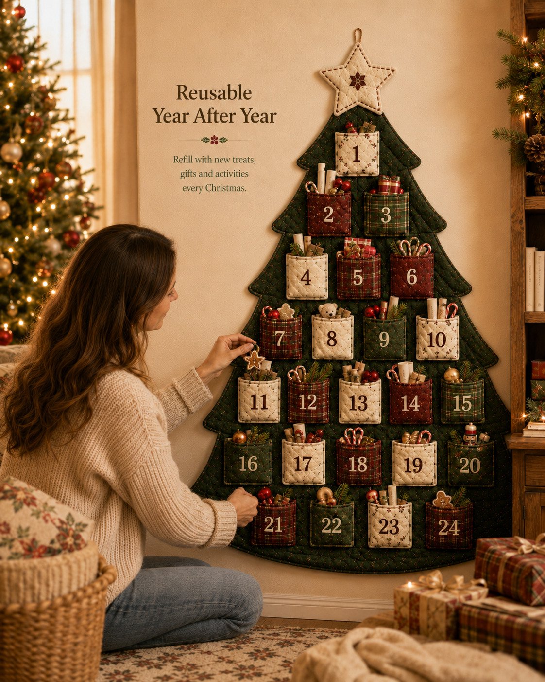 🔥HOT SALE 49% OFF - 🎄✨DIY 24-Pocket Fabric Christmas Advent Tree Kit(📦 Buy 2 Free Shipping)