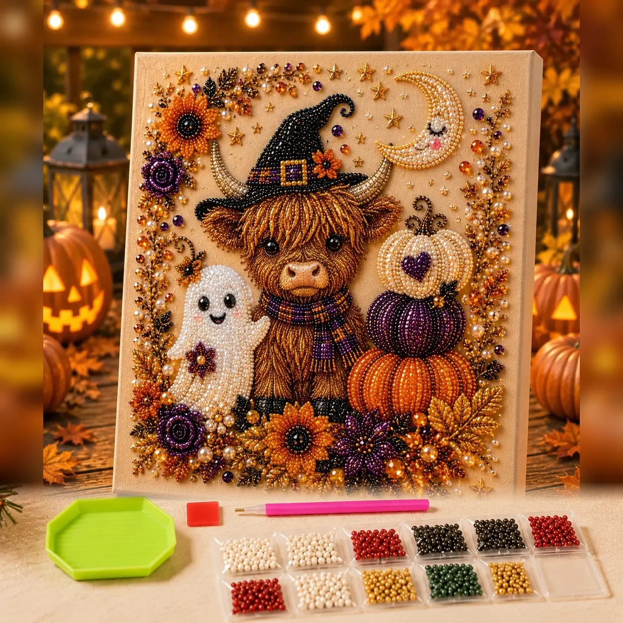 💥 Last Day 49% OFF – 👻✨ Halloween Pearl Art DIY Kit – Turn Tiny Pearls into Spooky-Cute Magic