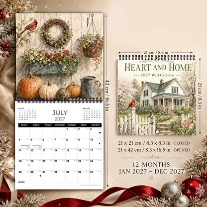 2027 Country Homes Wall Calendar & Monthly Planner | Rustic Farmhouse Wall Art Decor