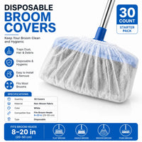 30 covers (fits broom heads 8–20 inches)